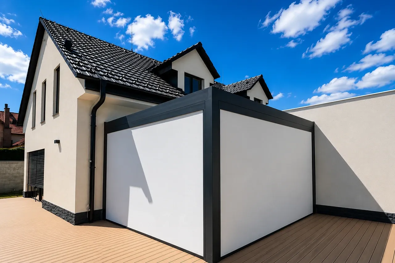 Bioklimatická pergola Climax Lamelino pro rodinný dům v Uherském Hradišti
