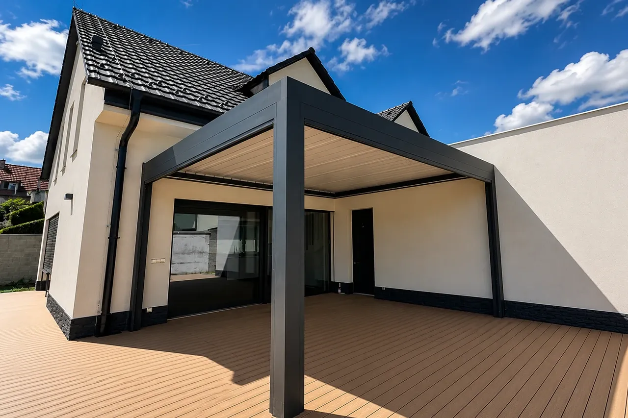 Bioklimatická pergola Climax Lamelino pro rodinný dům v Uherském Hradišti